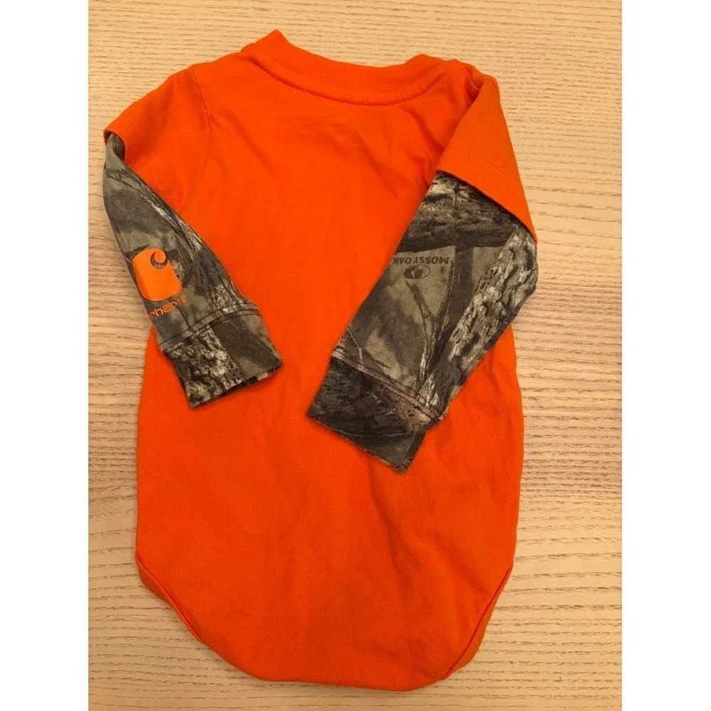 Carhartt Hunt Club Infant Bodysuit Orange Mossy Oak Camo Layered Sleeves 6M